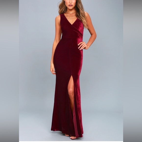 Lulus Dresses & Skirts - Lulus Crushin' It Burgundy Velvet Maxi Dress